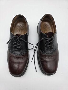 Men's Two-Tone Black and Burgundy Leather Oxford Shoes HS Trask